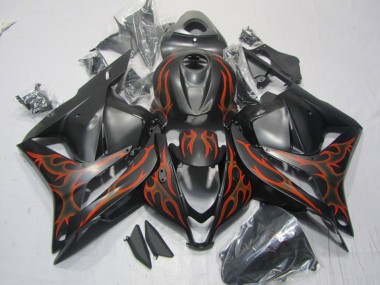 Carenagens Moto Honda CBR600RR 2009-2012 - Preto Fosco Laranja Chama