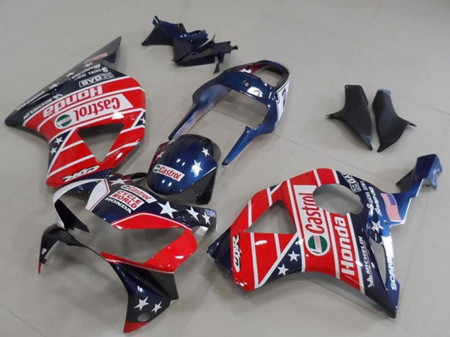 Carenagens Moto Honda CBR900RR 954 2002-2003 - Azul Vermelho Cycle World Castrol