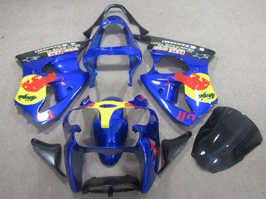 Carenagens Moto Kawasaki ZX6R 2000-2002 - Azul Amarelo Red Bull