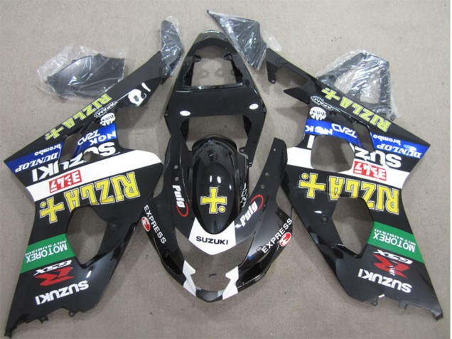 Carenagens Moto Suzuki GSXR 600 2004-2005 - Preto Brilhante Branco Verde Amarelo Rizla