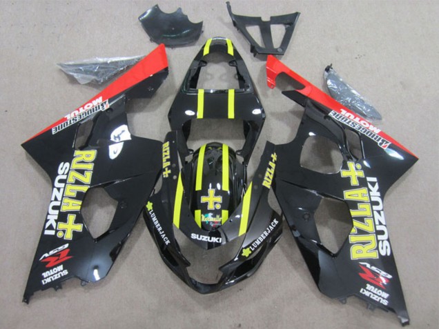 Carenagens Moto Suzuki GSXR 600 2004-2005 - Preto Brilhante Vermelho Amarelo Rizla