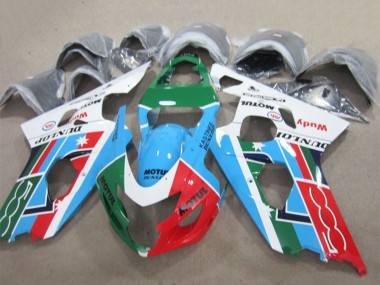 Carenagens Moto Suzuki GSXR 600 2004-2005 - Branco Azul Verde Vermelho Motul