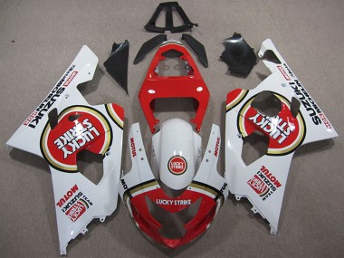 Carenagens Moto Suzuki GSXR 600 2004-2005 - Branco Vermelho Lucky Strike Motul