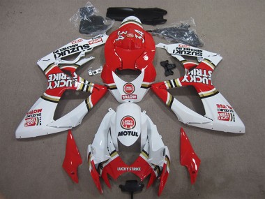 Carenagens Moto Suzuki GSXR 600 2006-2007 - Branco Vermelho Lucky Strike Motul