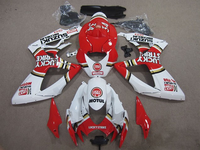 Carenagens Moto Suzuki GSXR 600 2006-2007 - Branco Vermelho Lucky Strike Motul
