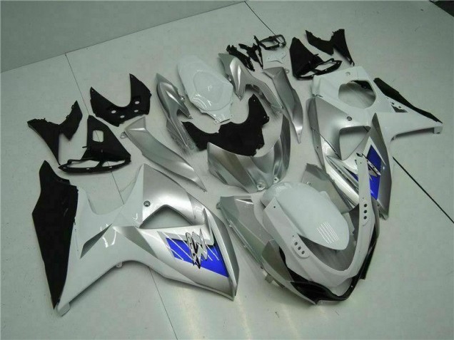 Prata Branco Carenagem Moto GSXR 1000 K9 09-16 Prata Branco Carenagem Moto GSXR 1000 K9 09-16