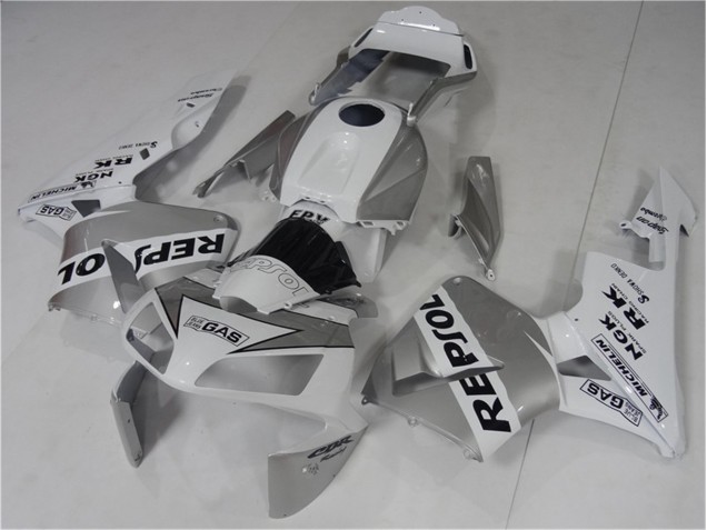 Prata Branco Preto Repsol Carenagem Moto CBR 600RR 03-04 Prata Branco Preto Repsol Carenagem Moto CBR 600RR 03-04