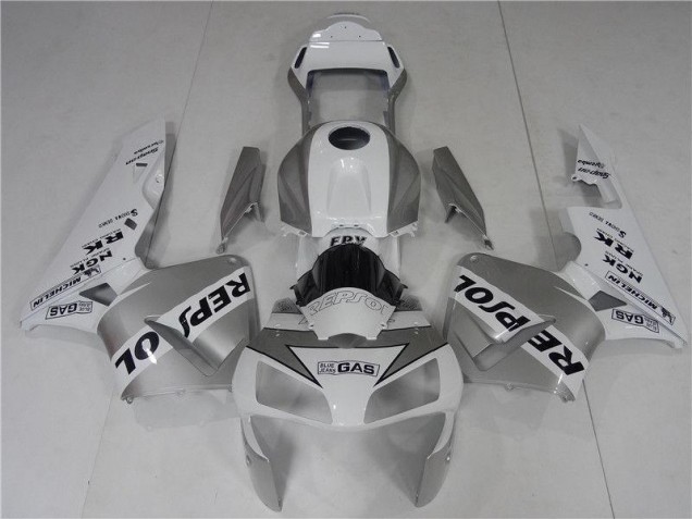 Prata Branco Preto Repsol Carenagem Moto CBR 600RR 03-04 Prata Branco Preto Repsol Carenagem Moto CBR 600RR 03-04