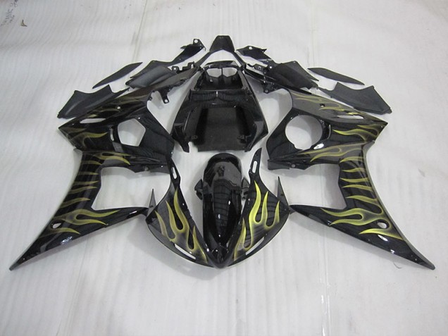 Preto & Amarelo Chama Carenagem Moto R6 03-05