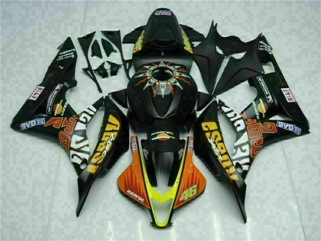 Preto Amarelo Repsol 46 Carenagem Moto CBR 600RR 07-08 Preto Amarelo Repsol 46 Carenagem Moto CBR 600RR 07-08