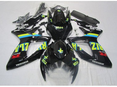 Preto Amarelo Rizla Carenagem Moto GSXR 600 K6 06-07