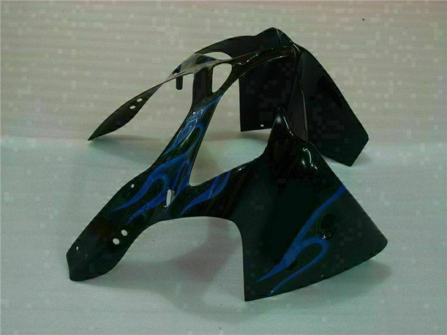 Preto & Azul Chama Carenagem Moto ZX6R 00-02 Preto & Azul Chama Carenagem Moto ZX6R 00-02