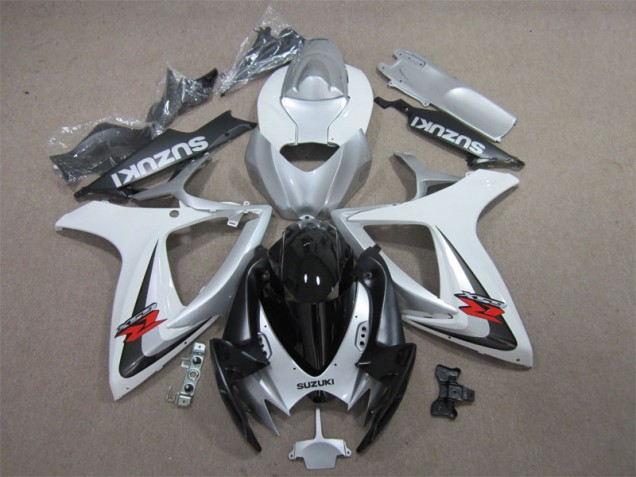 Preto Branco Carenagem Moto GSXR 600 K6 06-07 Preto Branco Carenagem Moto GSXR 600 K6 06-07