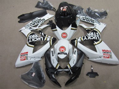Preto Branco Lucky Strike Motul Carenagem Moto GSXR 600 K6 06-07