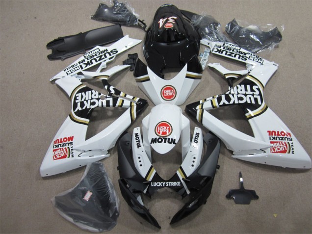 Preto Branco Lucky Strike Motul Carenagem Moto GSXR 600 K6 06-07 Preto Branco Lucky Strike Motul Carenagem Moto GSXR 600 K6 06-07