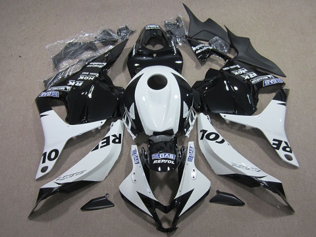 Preto Branco Repsol Carenagem Moto CBR 600RR 09-12 Preto Branco Repsol Carenagem Moto CBR 600RR 09-12