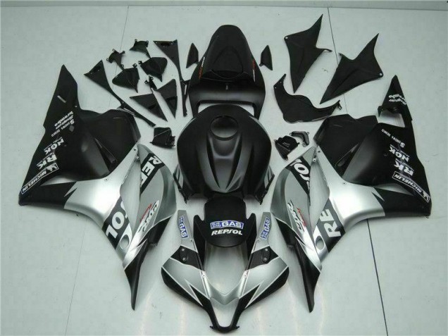 Preto Prata Repsol Carenagem Moto CBR 600RR 09-12 Preto Prata Repsol Carenagem Moto CBR 600RR 09-12