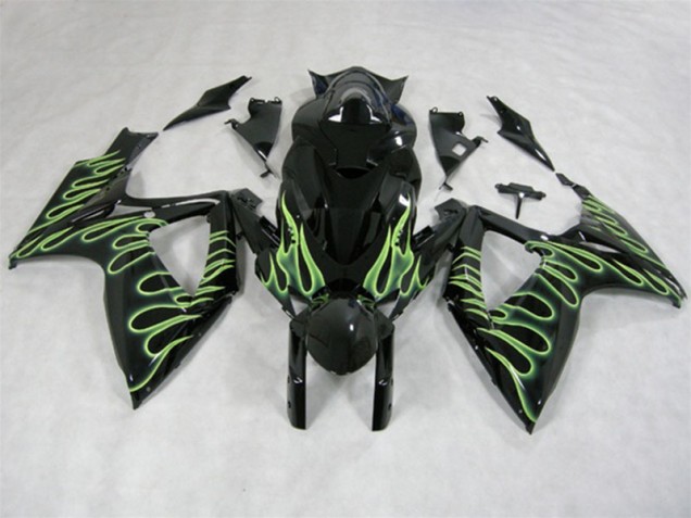 Preto Verde Chama Carenagem Moto GSXR 600 K6 06-07 Preto Verde Chama Carenagem Moto GSXR 600 K6 06-07