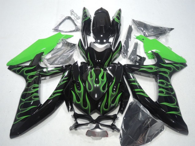 Preto Verde Chama Carenagem Moto GSXR 600 K8 08-10