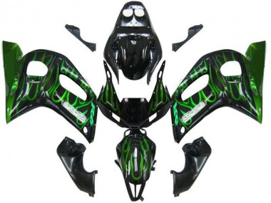 Preto Verde Chama Carenagem Moto R6 98-02