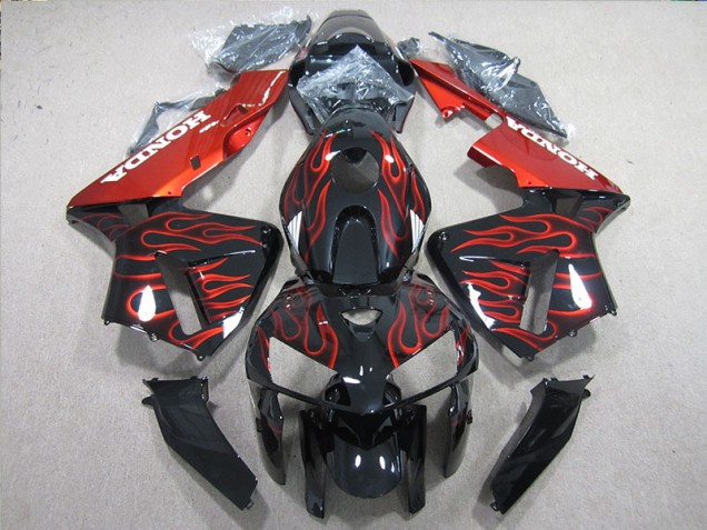 Preto Vermelho Chama Carenagem Moto CBR 600RR 05-06 Preto Vermelho Chama Carenagem Moto CBR 600RR 05-06