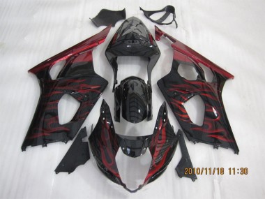 Preto Vermelho Chama Carenagem Moto GSXR 1000 K3 03-04