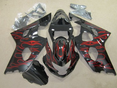 Preto Vermelho Chama Carenagem Moto GSXR 600 K4 04-05
