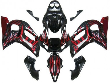 Preto Vermelho Chama Carenagem Moto R6 98-02