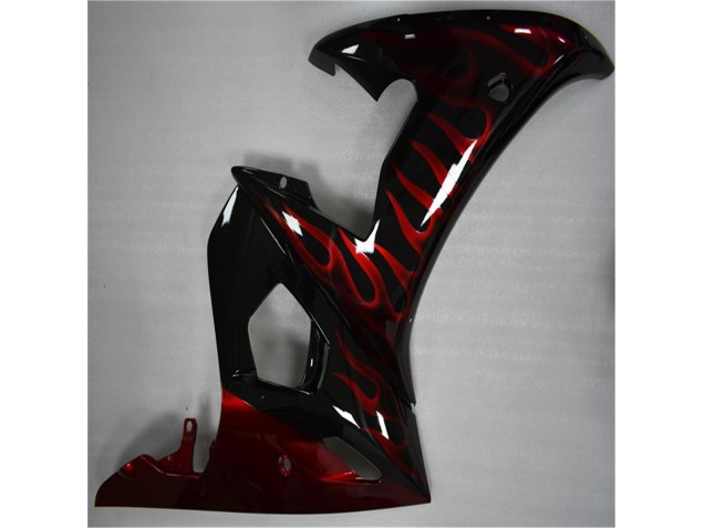 Preto Vermelho Chama Moto Plástico R6 03-05 Preto Vermelho Chama Moto Plástico R6 03-05