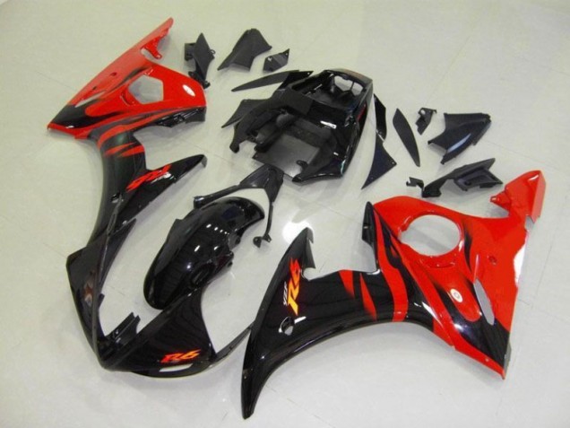Preto Vermelho Chama Moto Plásticos R6 03-05