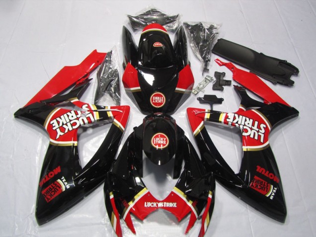 Preto Vermelho Lucky Strike Motul Carenagem Moto GSXR 600 K6 06-07