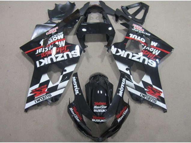 Preto Vermelho Telefumia Movistar Carenagem Moto GSXR 600 K4 04-05 Preto Vermelho Telefumia Movistar Carenagem Moto GSXR 600 K4 04-05