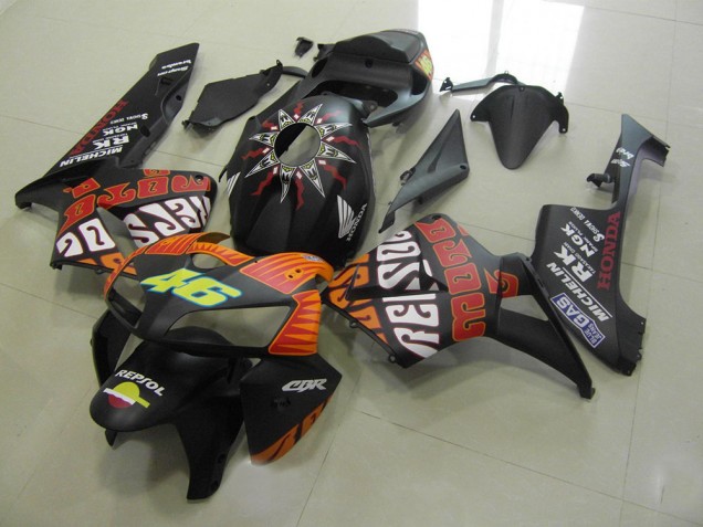 Rossi Preto Fosco Carenagem Moto CBR 600RR 05-06