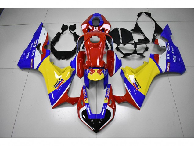Vermelho Amarelo Azul HRC Red Bull Carenagem Moto CBR 1000RR 17-23 Vermelho Amarelo Azul HRC Red Bull Carenagem Moto CBR 1000RR 17-23