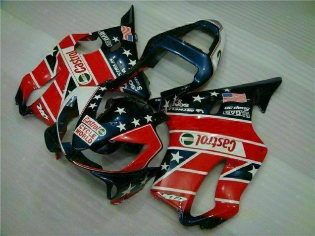 Vermelho Branco Azul Castrol Cycle World Carenagem Moto CBR 600 F4i 01-03