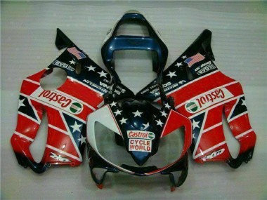 Vermelho Branco Azul Castrol Cycle World Carenagem Moto CBR 600 F4i 01-03