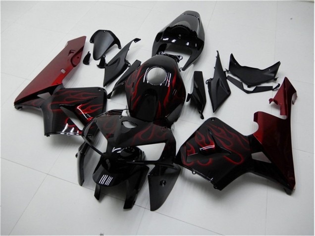 Vermelho Chama Preto Carenagem Moto CBR 600RR 05-06 Vermelho Chama Preto Carenagem Moto CBR 600RR 05-06