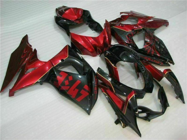 Vermelho Chama Preto Carenagem Moto GSXR 1000 K9 09-16