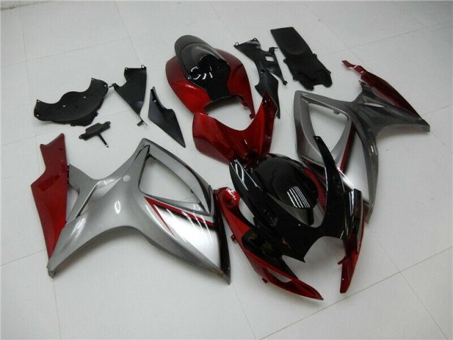 Vermelho Prata Carenagem Moto GSXR 600 / 750 K6 06-07