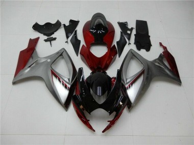 Vermelho Prata Carenagem Moto GSXR 600 / 750 K6 06-07