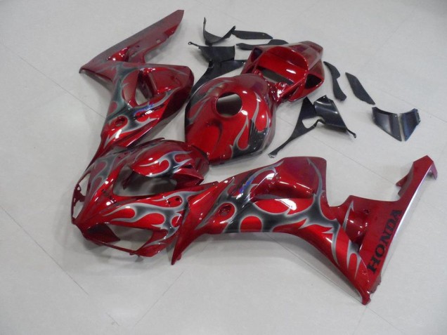 Vermelho Prata Chama Carenagem Moto CBR 1000RR 06-07