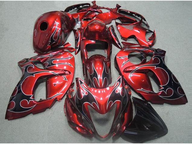 Vermelho & Preto Chama Carenagem Moto GSXR 1300 Hayabusa 96-07