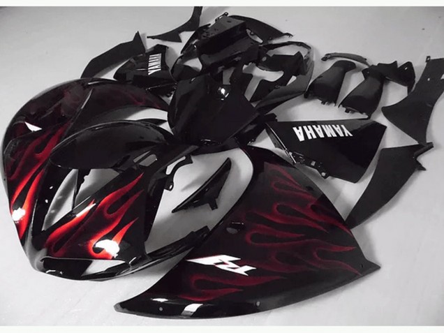 Vermelho Preto Chama Carenagem Moto R1 09-11