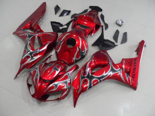 Vermelho & Preto Cinzento Chama Carenagem Moto CBR 1000RR 06-07